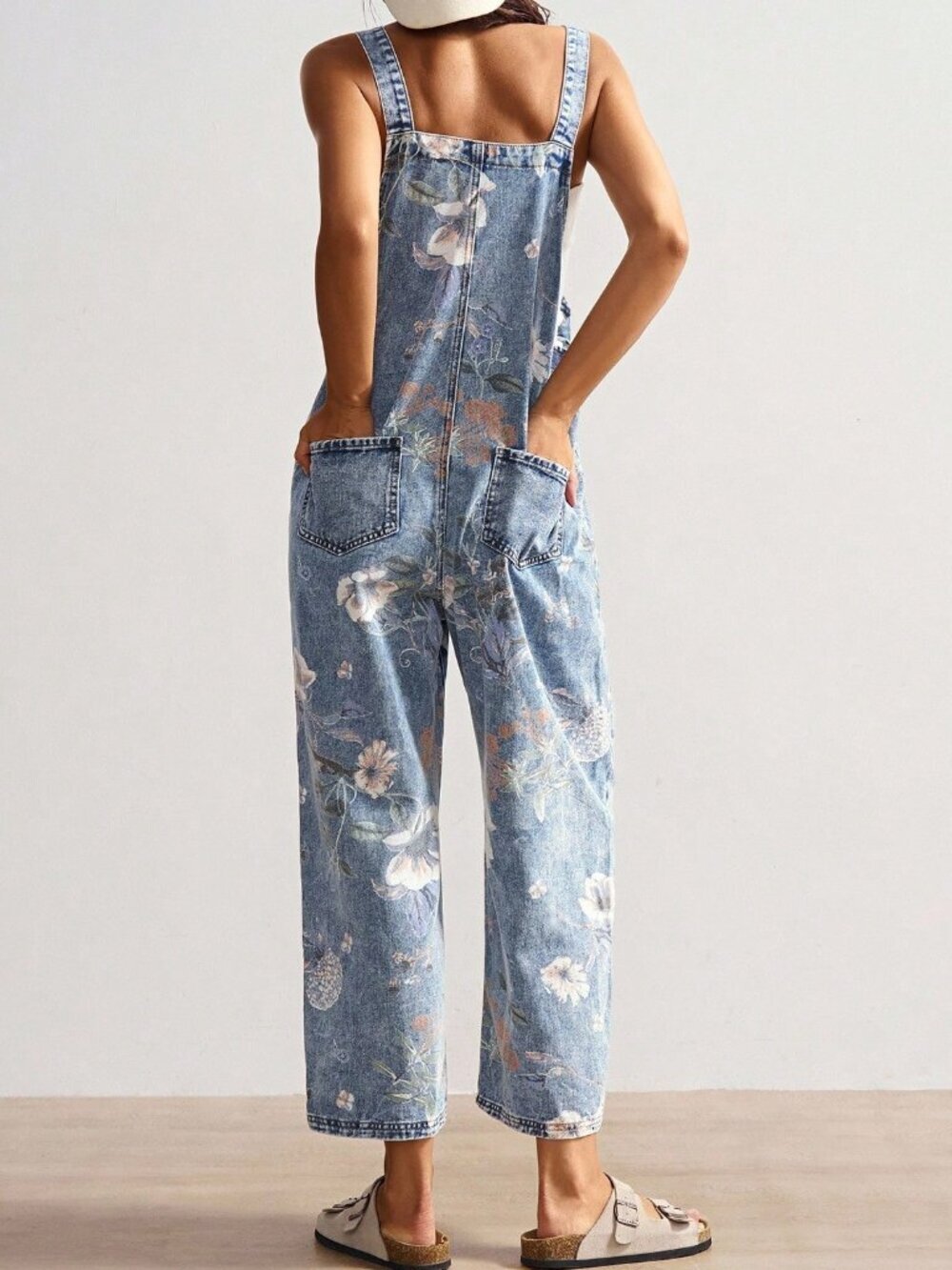 Blue Casual Women's Loose Fit Bib Pants - Picture 2 of 8